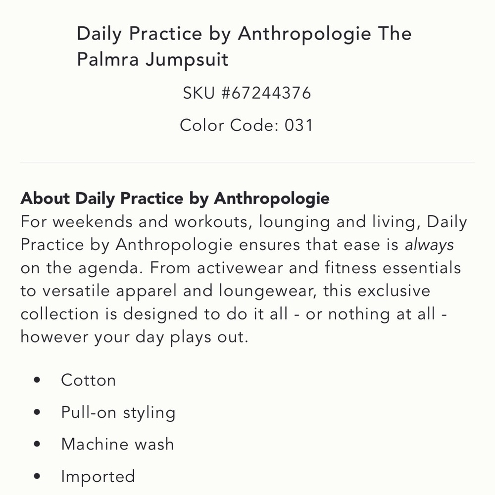 Anthropologie Daily Practice Palmra Jumpsuit - Picture 6 of 8